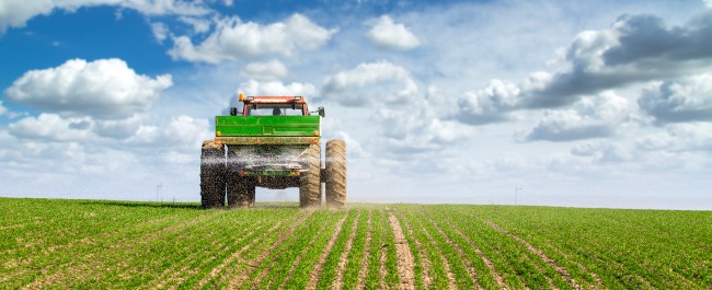 Nitrogen fertiliser tractor in field